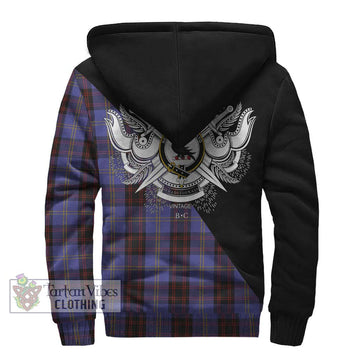 Rutherford Tartan Sherpa Hoodie with Family Crest and Military Logo Style - Tartan Vibes Clothing