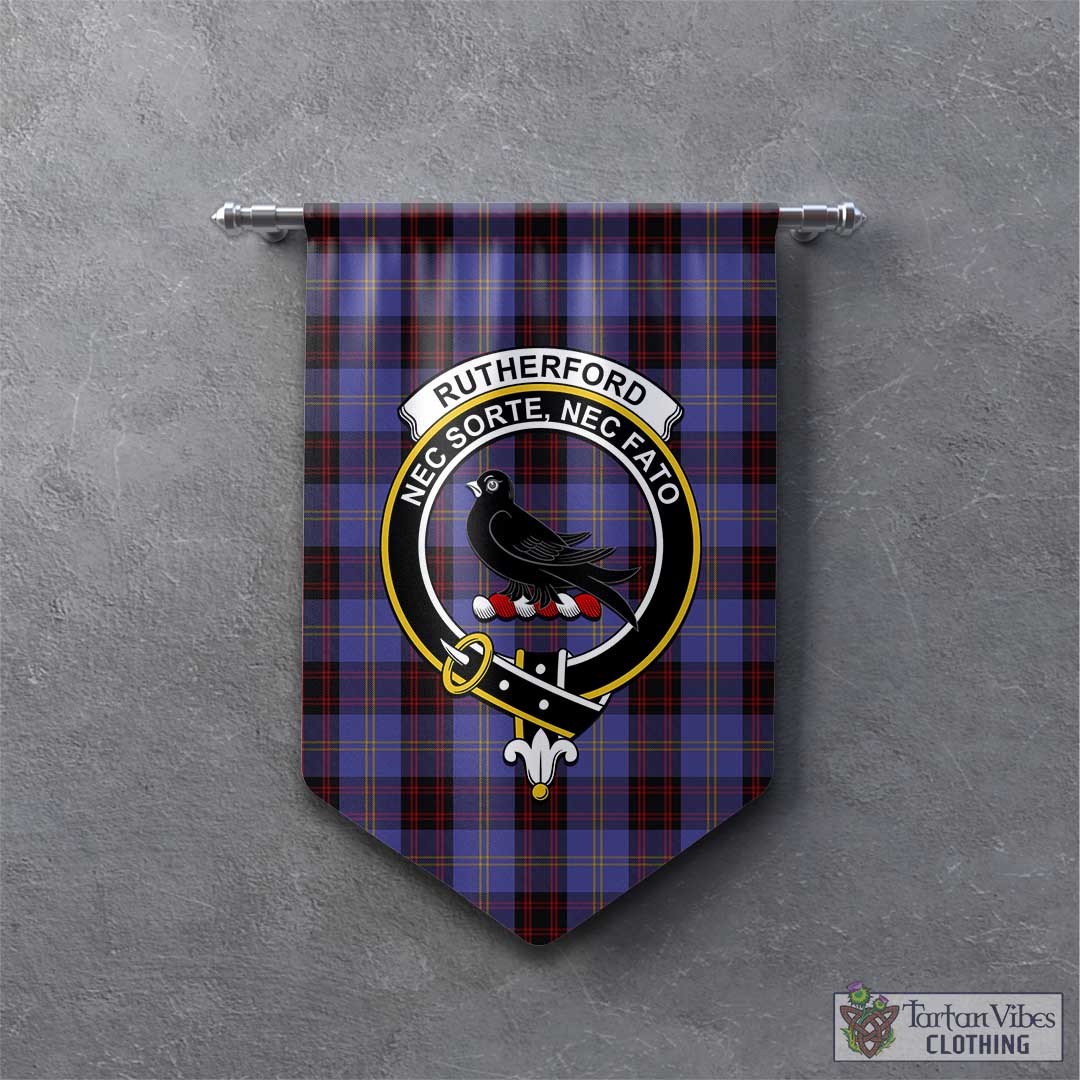 Tartan Vibes Clothing Rutherford Tartan Gonfalon, Tartan Banner with Family Crest