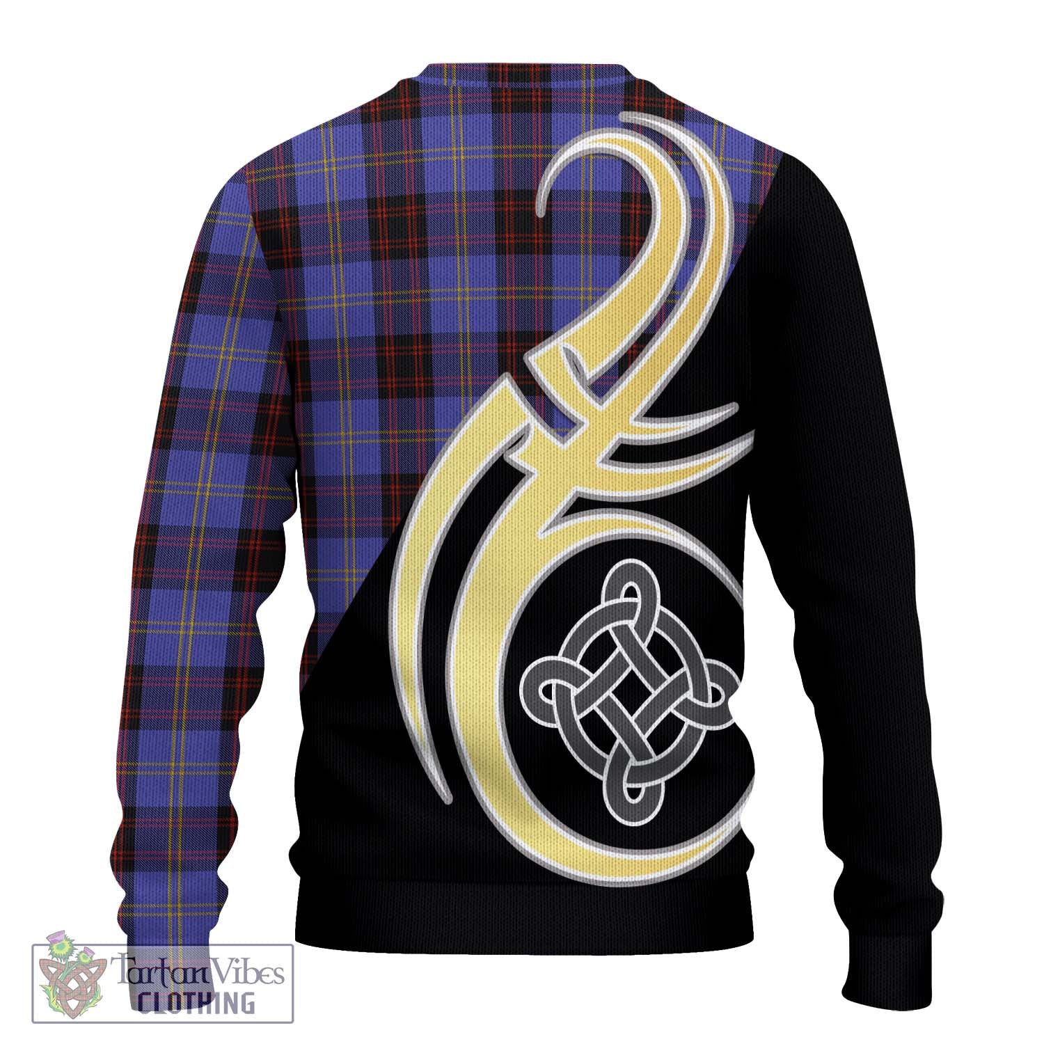 Rutherford Tartan Knitted Sweater with Family Crest and Celtic Symbol Style - Tartan Vibes Clothing