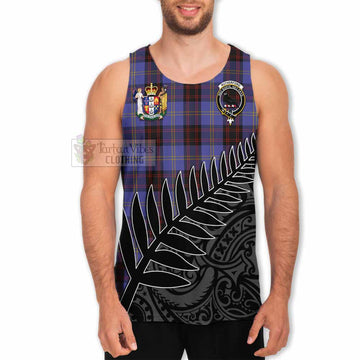 Rutherford Crest Tartan Men's Tank Top with New Zealand Silver Fern Half Style