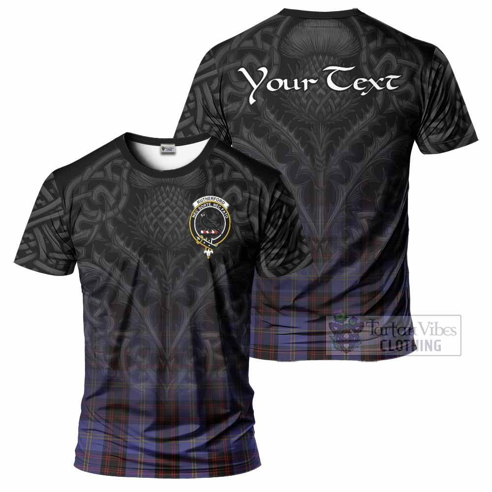 Tartan Vibes Clothing Rutherford Tartan T-Shirt with Family Crest Celtic Thistle Vibes