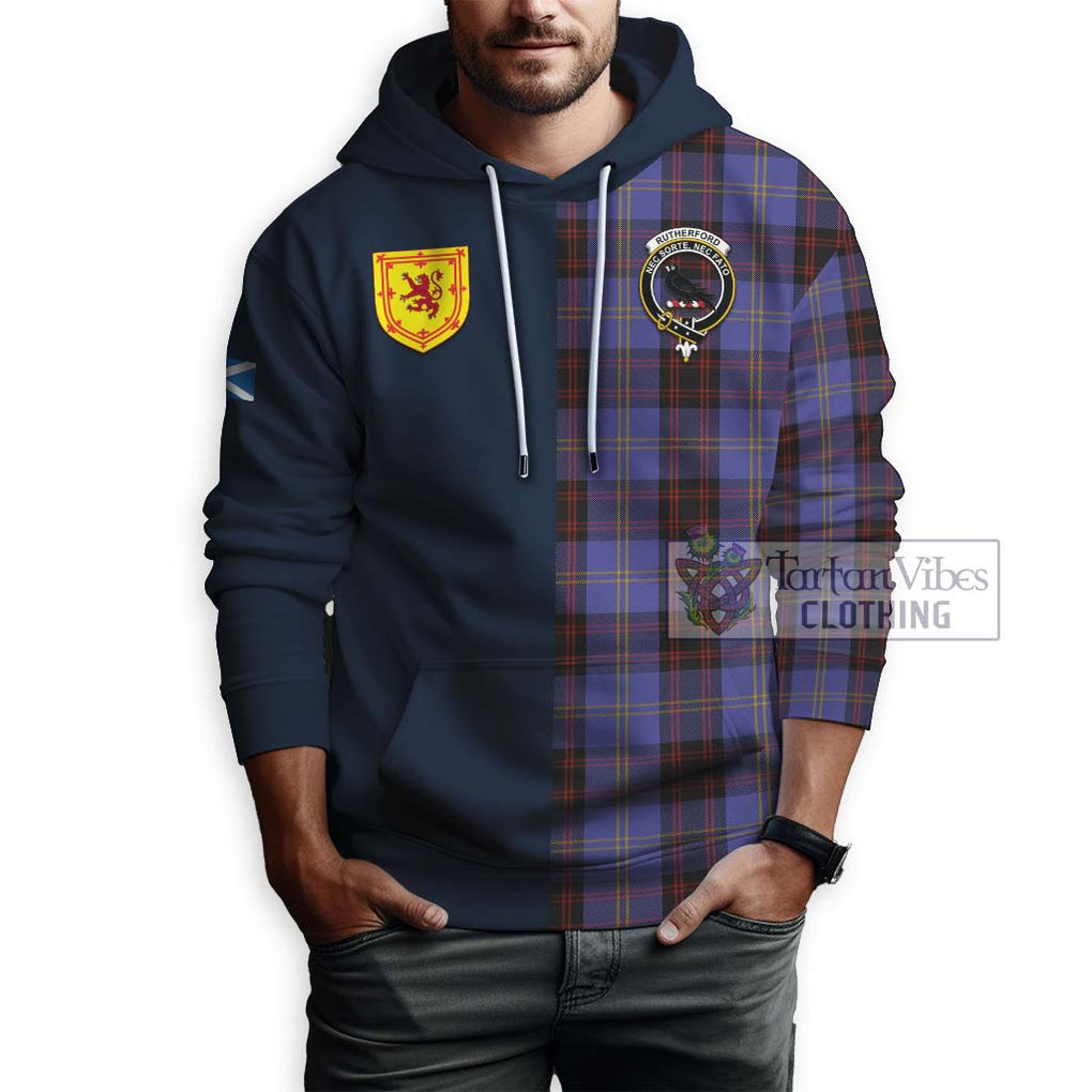 Tartan Vibes Clothing Rutherford Tartan Hoodie with Scottish Lion Royal Arm Half Style