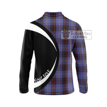 Rutherford Tartan Long Sleeve Polo Shirt with Family Crest Circle Style