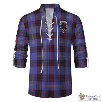 Rutherford Tartan Men's Scottish Traditional Jacobite Ghillie Kilt Shirt with Family Crest