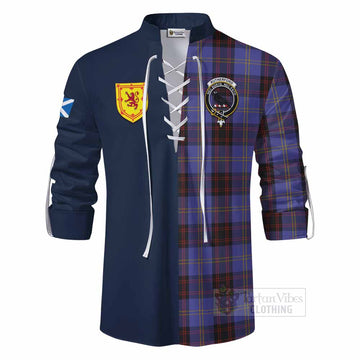 Rutherford Tartan Ghillie Kilt Shirt Alba with Scottish Lion Royal Arm Half Style