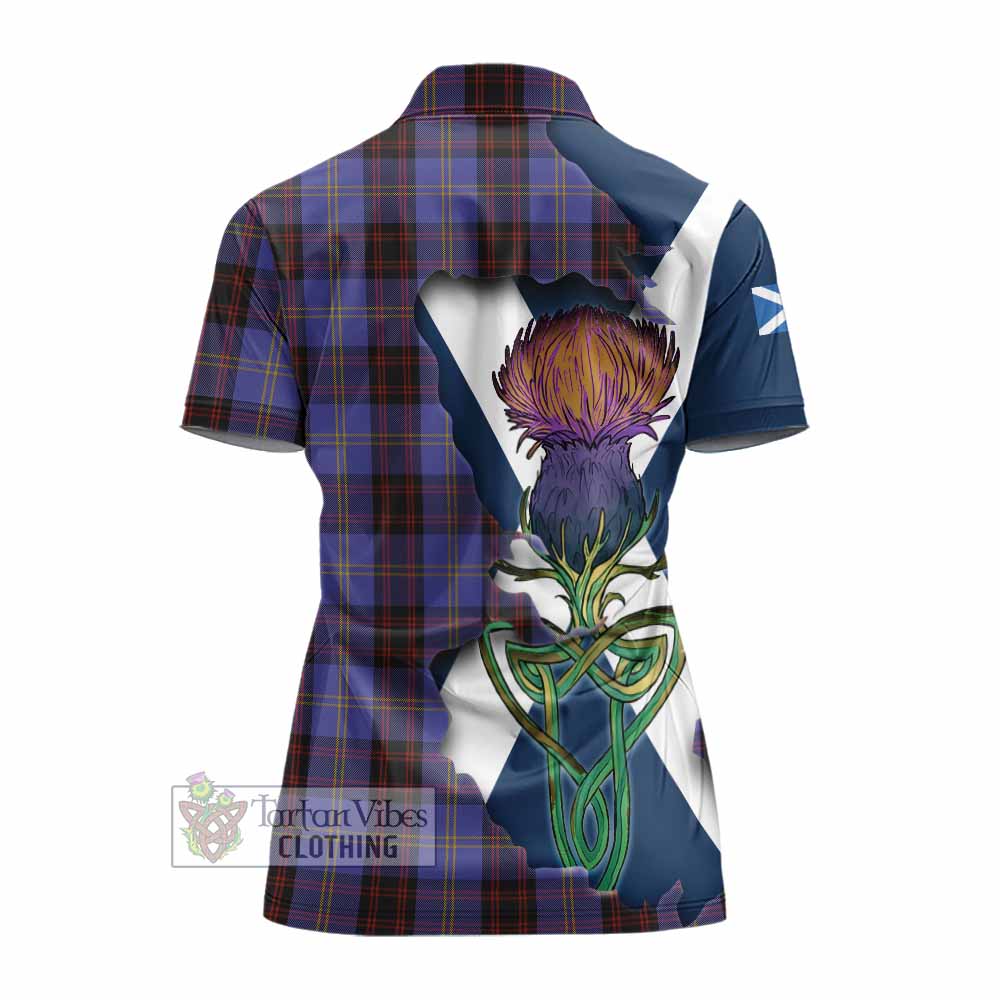 Rutherford Tartan Family Crest Women's Polo Shirt Scottish Thistle Celtic Inspired - Tartan Vibes Clothing