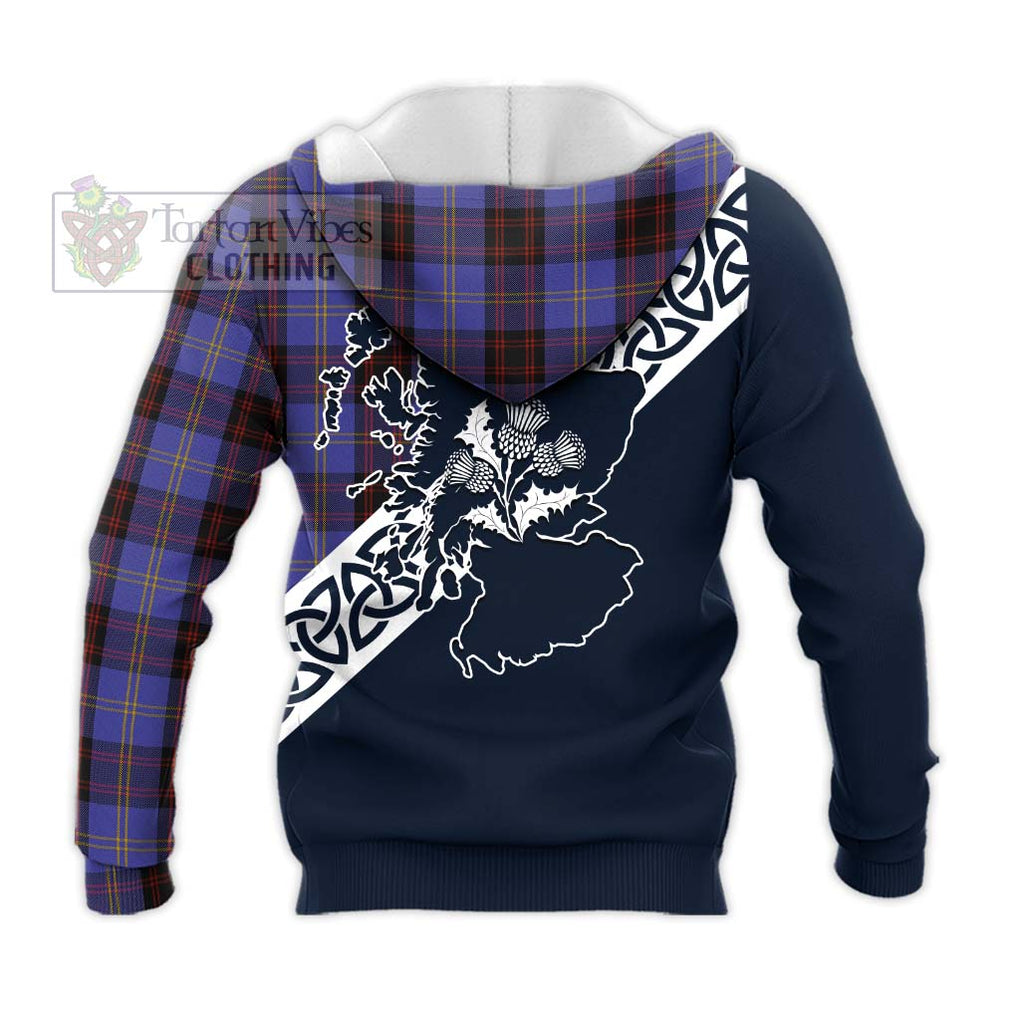 Tartan Vibes Clothing Rutherford Tartan Knitted Hoodie Featuring Thistle and Scotland Map