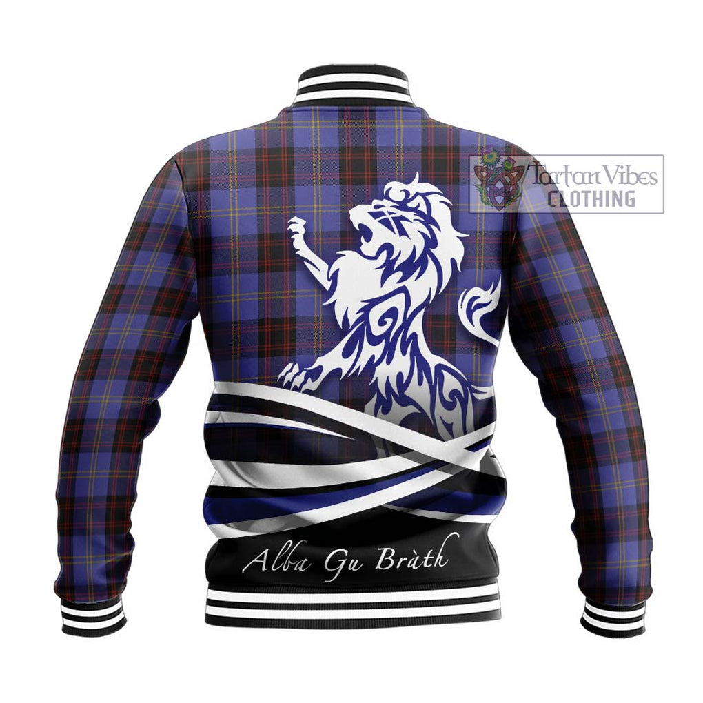 Rutherford Tartan Baseball Jacket with Alba Gu Brath Regal Lion Emblem - Tartan Vibes Clothing