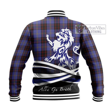 Rutherford Tartan Baseball Jacket with Alba Gu Brath Regal Lion Emblem