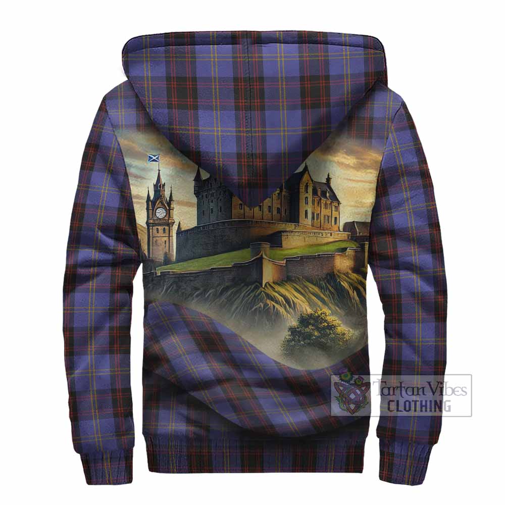 Rutherford Tartan Family Crest Sherpa Hoodie with Scottish Ancient Castle Style - Tartan Vibes Clothing