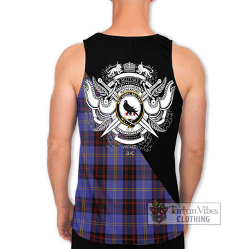 Rutherford Tartan Men's Tank Top with Family Crest and Military Logo Style - Tartan Vibes Clothing