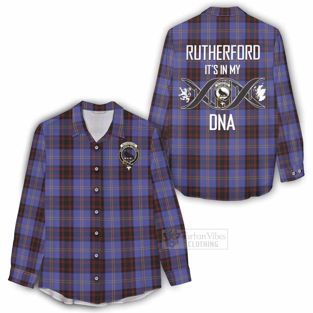 Tartan Vibes Clothing Rutherford Tartan Women's Casual Shirt with Family Crest DNA In Me Style