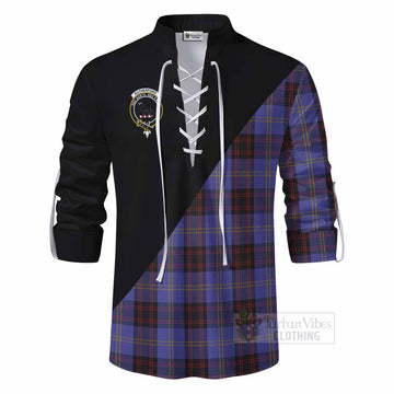 Rutherford Tartan Ghillie Kilt Shirt with Family Crest and Military Logo Style