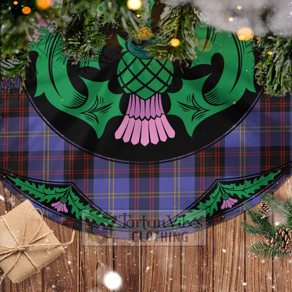 Tartan Vibes Clothing Rutherford Tartan Christmas Tree Skirt Scottish Thistle Style