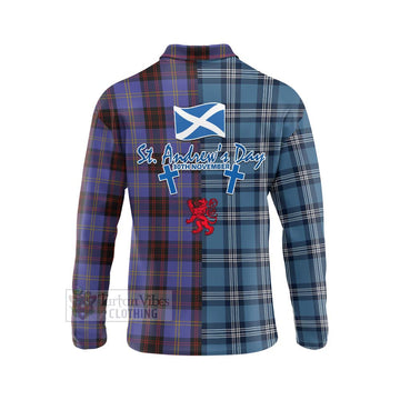 Rutherford Tartan Long Sleeve Polo Shirt Happy St. Andrew's Day Half Tartan Style