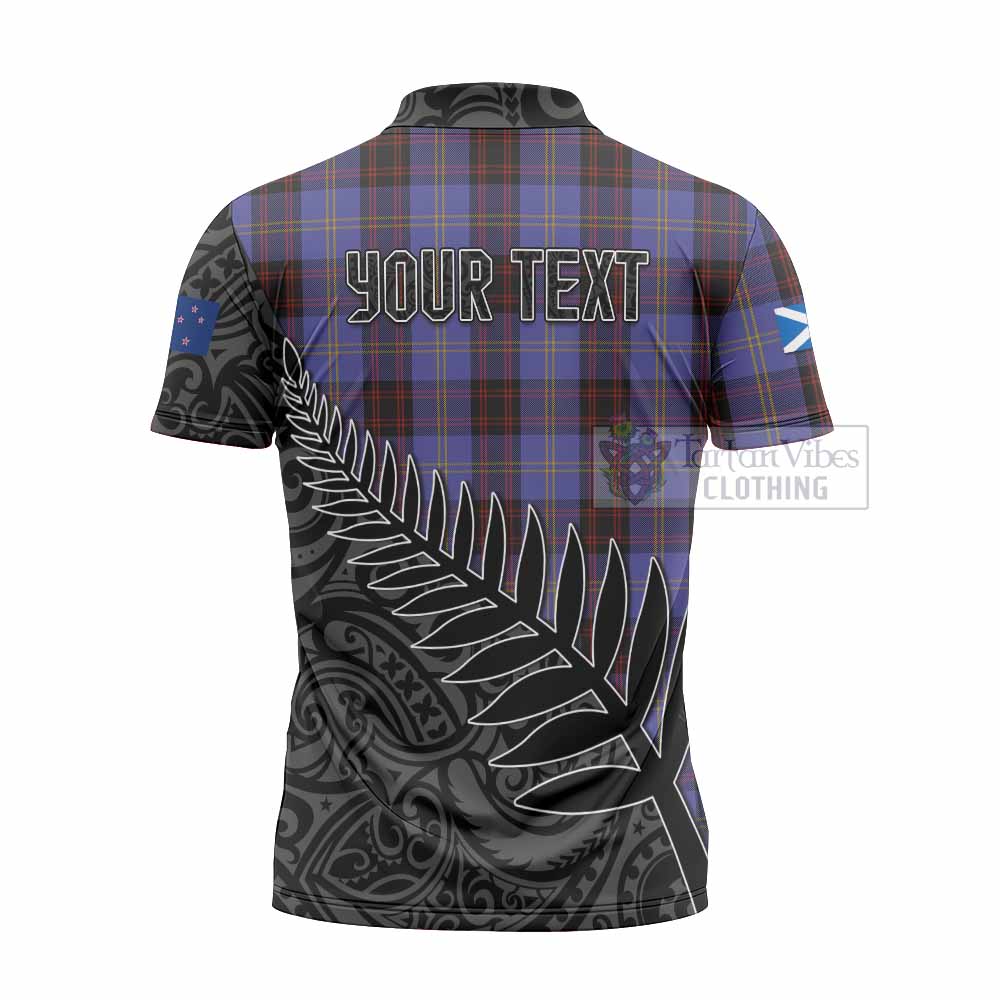 Tartan Vibes Clothing Rutherford Crest Tartan Zipper Polo Shirt with New Zealand Silver Fern Half Style