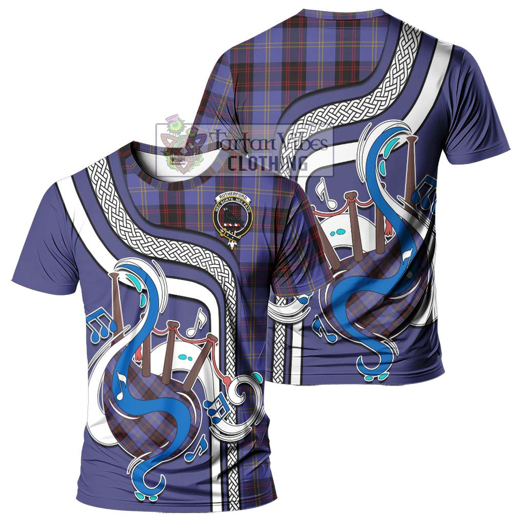 Rutherford Tartan T-Shirt with Epic Bagpipe Style - Tartanvibesclothing Shop