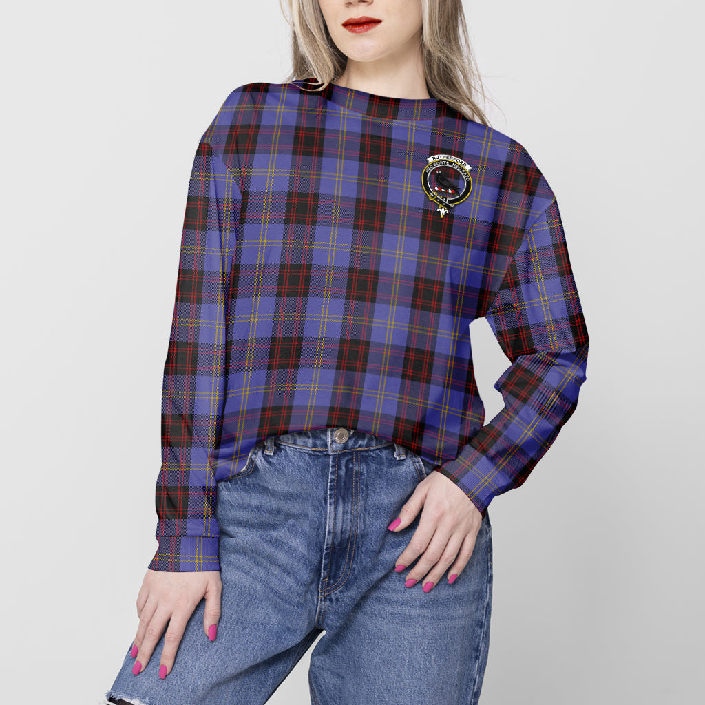 Rutherford Tartan Sweatshirt with Family Crest - Tartan Vibes Clothing