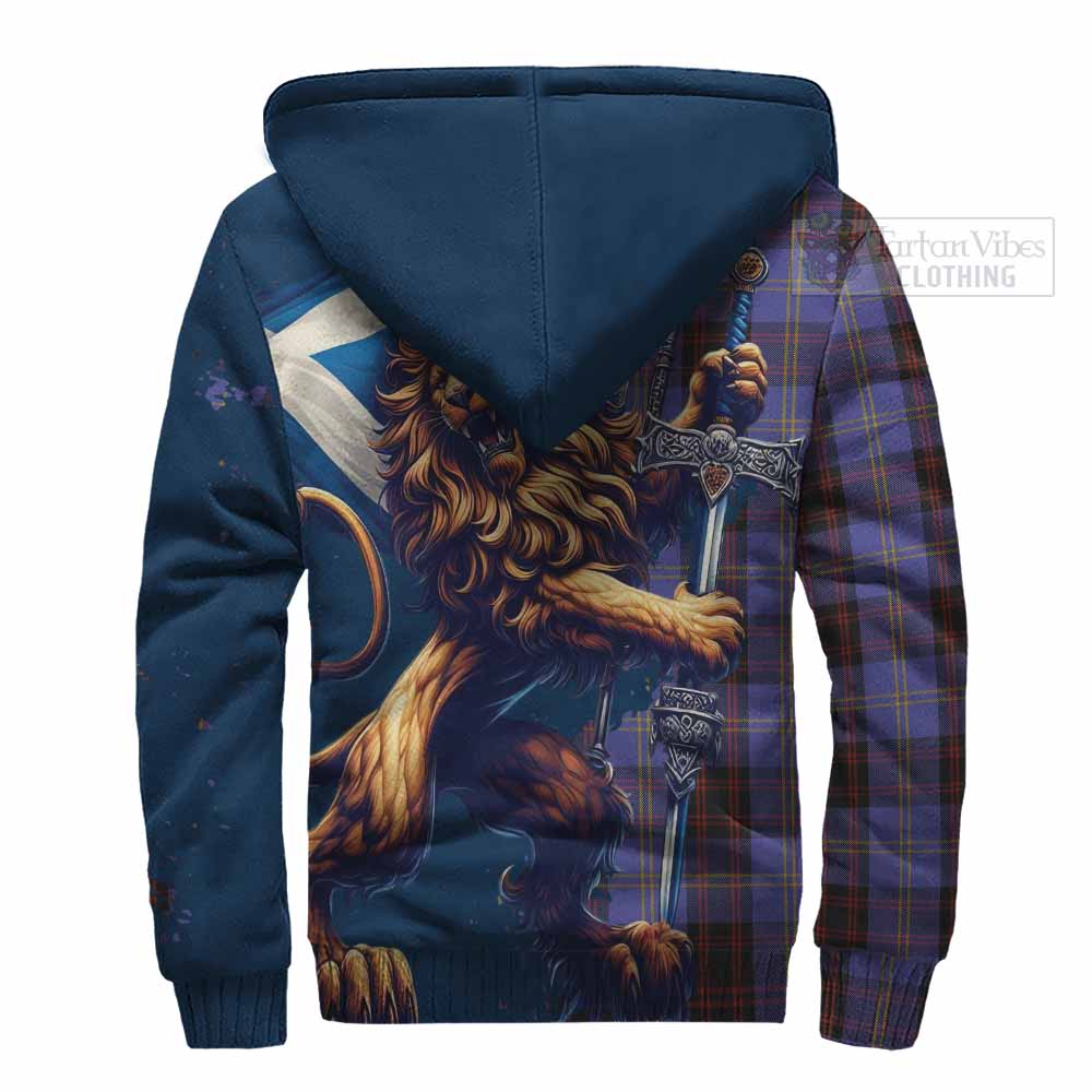 Tartan Vibes Clothing Rutherford Tartan Family Crest Sherpa Hoodie with Scottish Majestic Lion