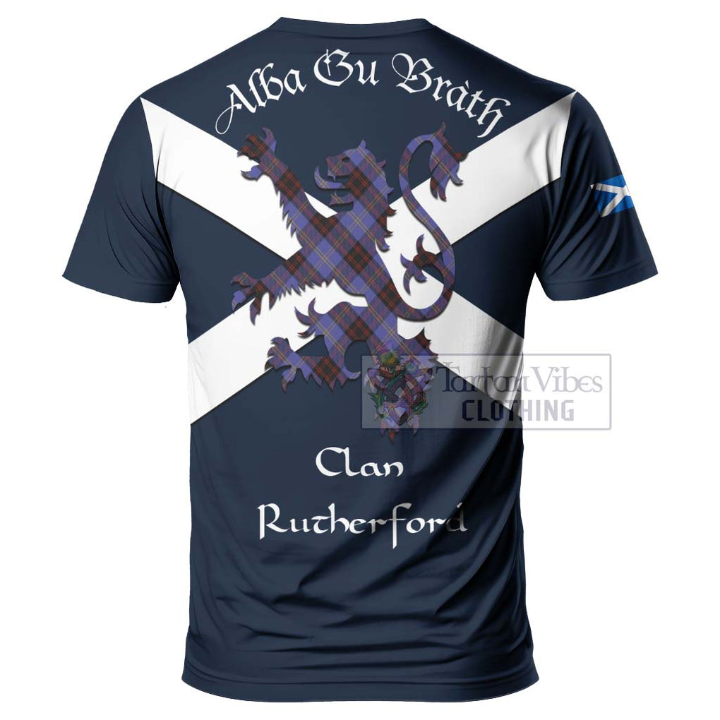 Tartan Vibes Clothing Rutherford Tartan Lion Rampant T-Shirt – Proudly Display Your Heritage with Alba Gu Brath and Clan Name