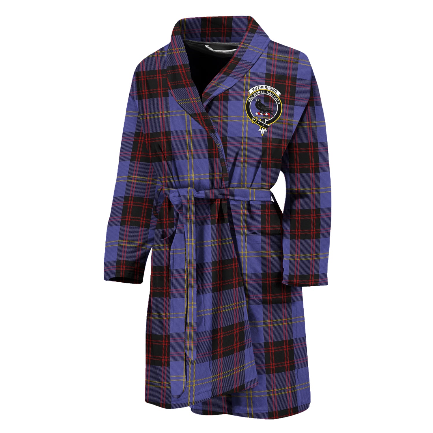 Rutherford Tartan Bathrobe with Family Crest Unisex M - Tartan Vibes Clothing