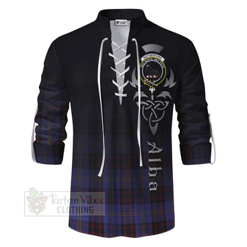 Rutherford Tartan Ghillie Kilt Shirt Featuring Alba Gu Brath Family Crest Celtic Inspired