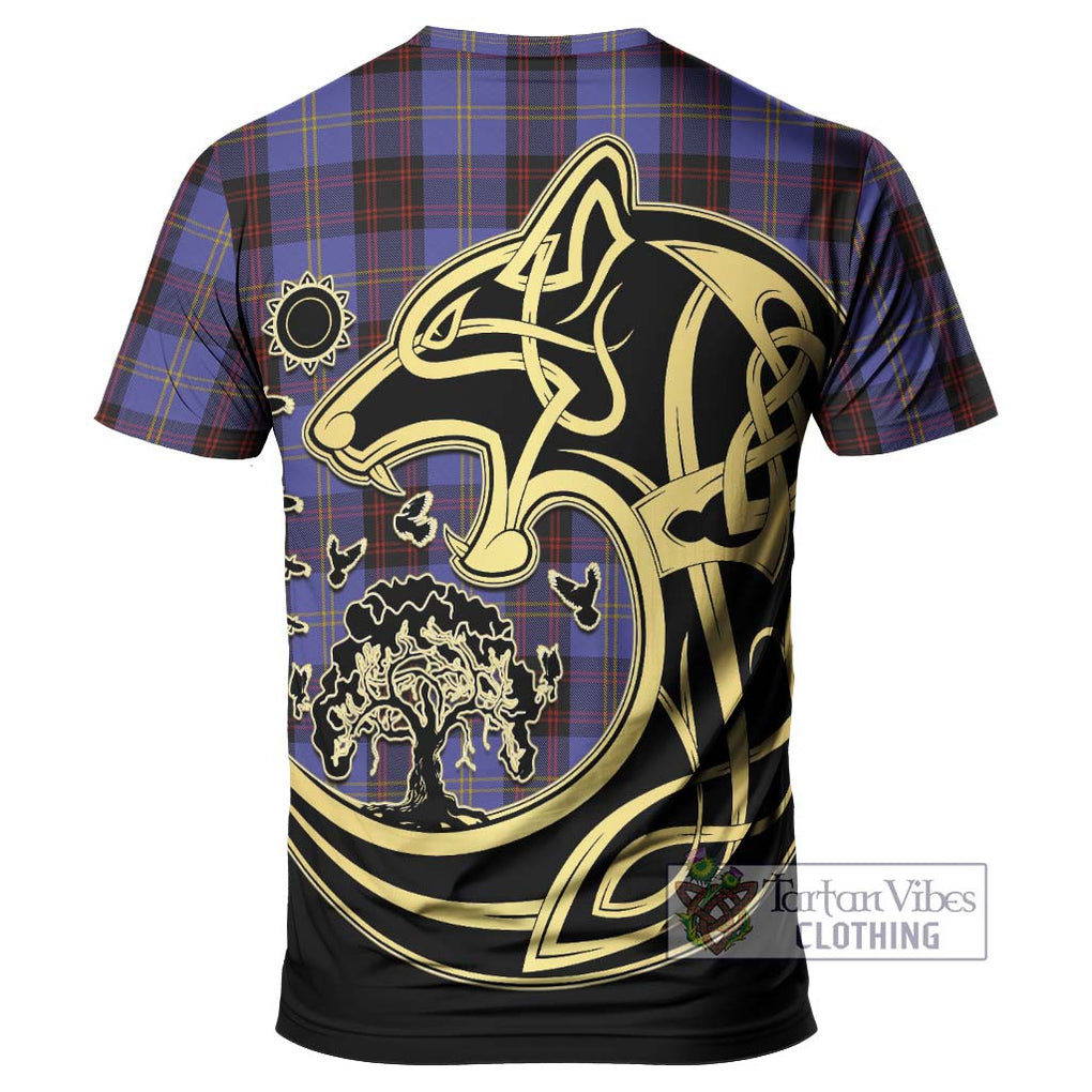 Rutherford Tartan T-Shirt with Family Crest Celtic Wolf Style - Tartan Vibes Clothing