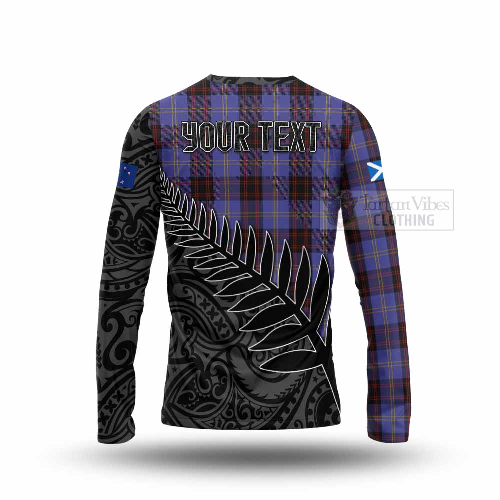 Tartan Vibes Clothing Rutherford Crest Tartan Long Sleeve T-Shirt with New Zealand Silver Fern Half Style