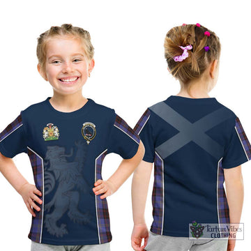 Rutherford Tartan Kid T-Shirt with Family Crest and Lion Rampant Vibes Sport Style - Tartan Vibes Clothing