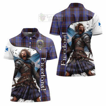 Rutherford Crest Tartan Women's Polo Shirt Inspired by the Freedom of Scottish Warrior