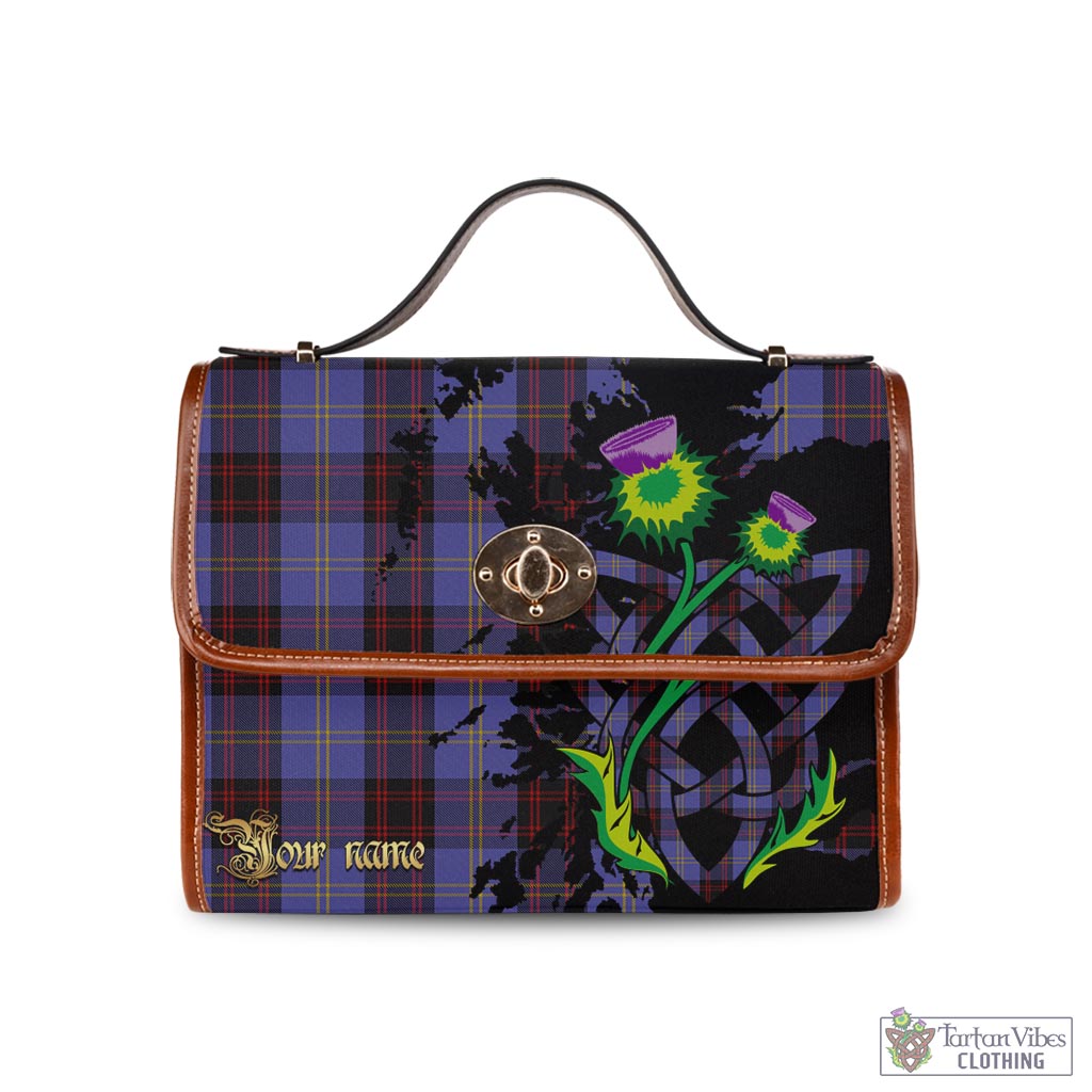 Tartan Vibes Clothing Rutherford Tartan Waterproof Canvas Bag with Scotland Map and Thistle Celtic Accents