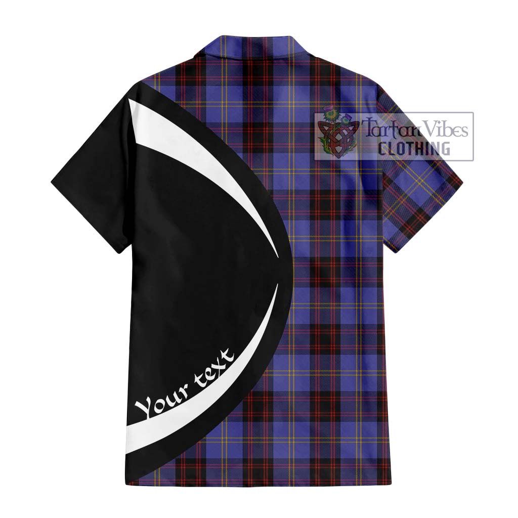 Rutherford Tartan Short Sleeve Button Up with Family Crest Circle Style - Tartan Vibes Clothing