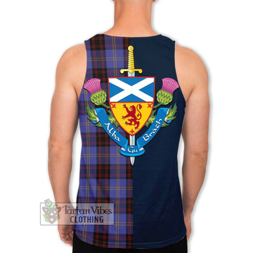 Rutherford Tartan Men's Tank Top Alba with Scottish Lion Royal Arm Half Style