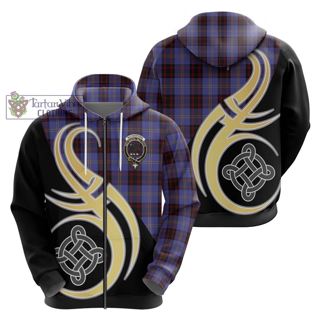 Tartan Vibes Clothing Rutherford Tartan Hoodie with Family Crest and Celtic Symbol Style