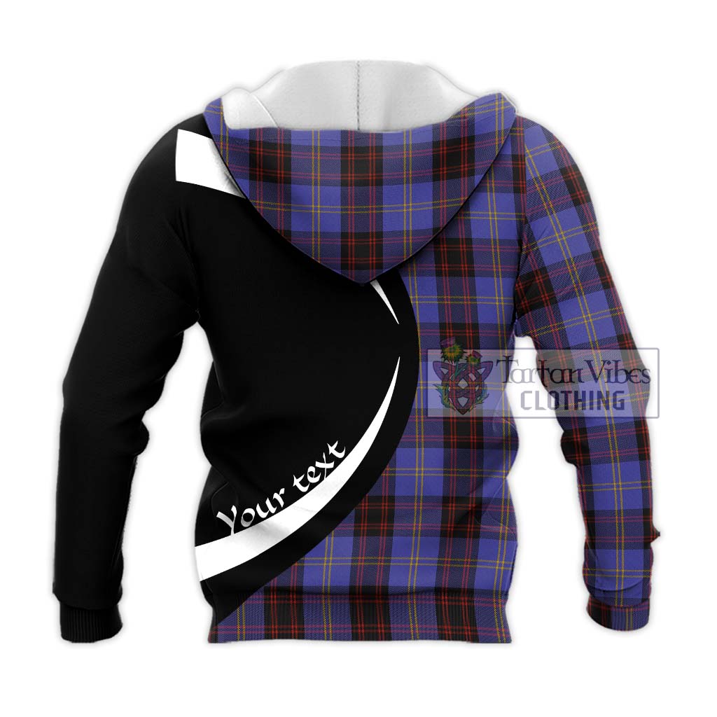 Rutherford Tartan Knitted Hoodie with Family Crest Circle Style - Tartan Vibes Clothing