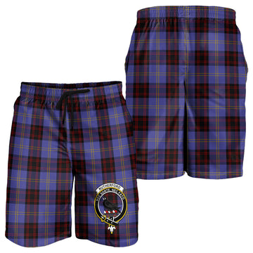 Rutherford Tartan Mens Shorts with Family Crest