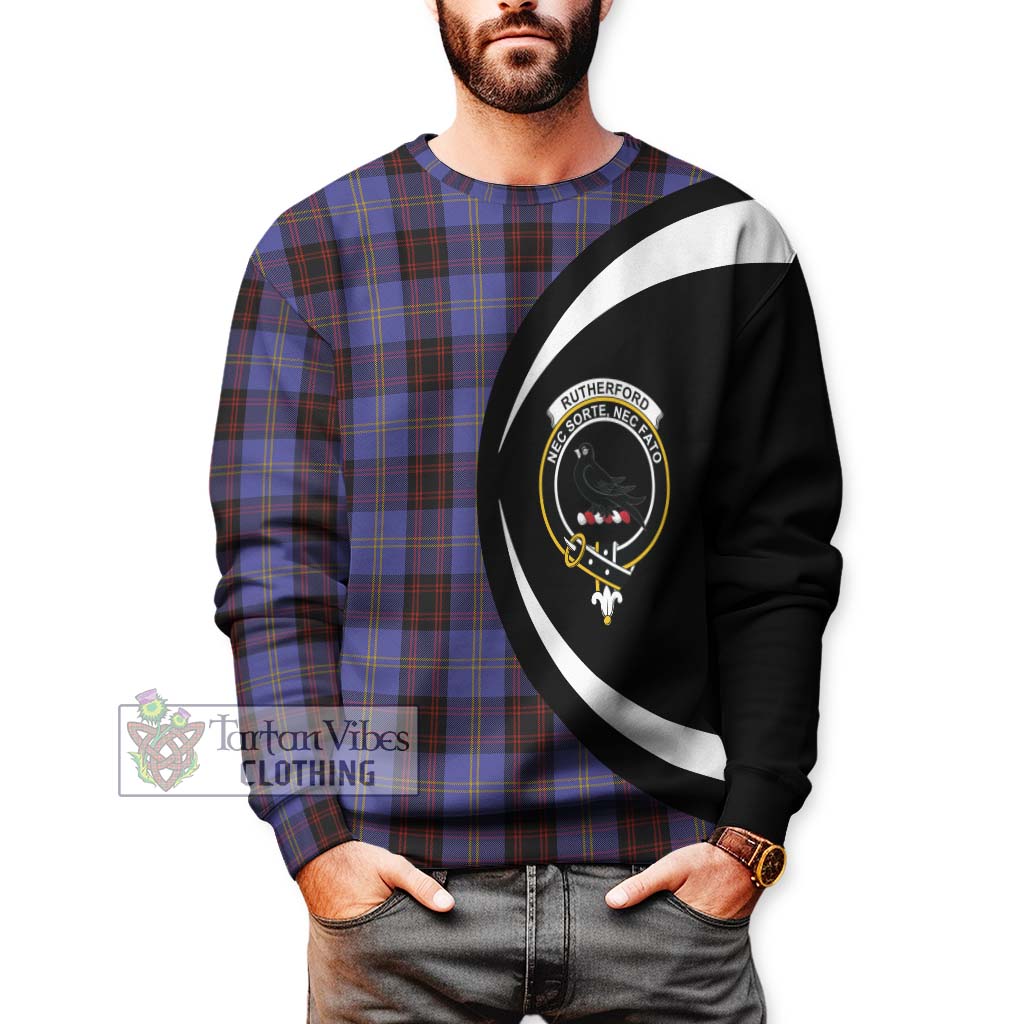 Rutherford Tartan Sweatshirt with Family Crest Circle Style - Tartan Vibes Clothing