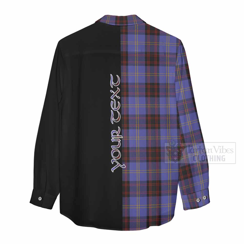 Tartan Vibes Clothing Rutherford Tartan Women's Casual Shirt with Family Crest and Half Of Me Style