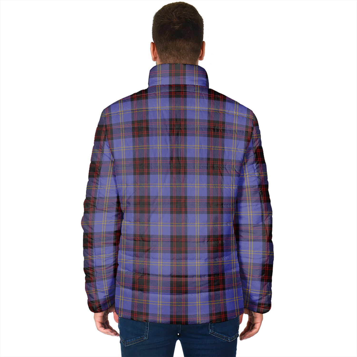 Rutherford Tartan Padded Jacket with Family Crest - Tartan Vibes Clothing