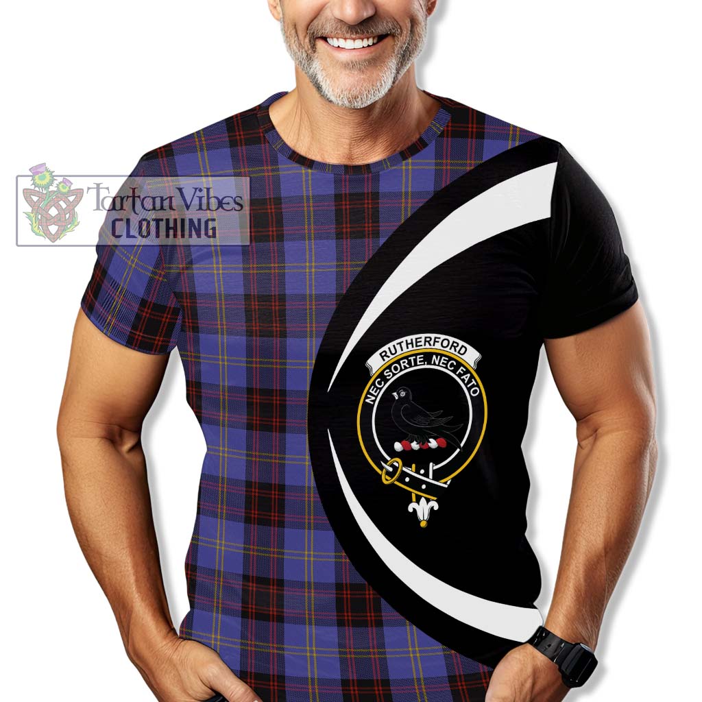 Tartan Vibes Clothing Rutherford Tartan T-Shirt with Family Crest Circle Style