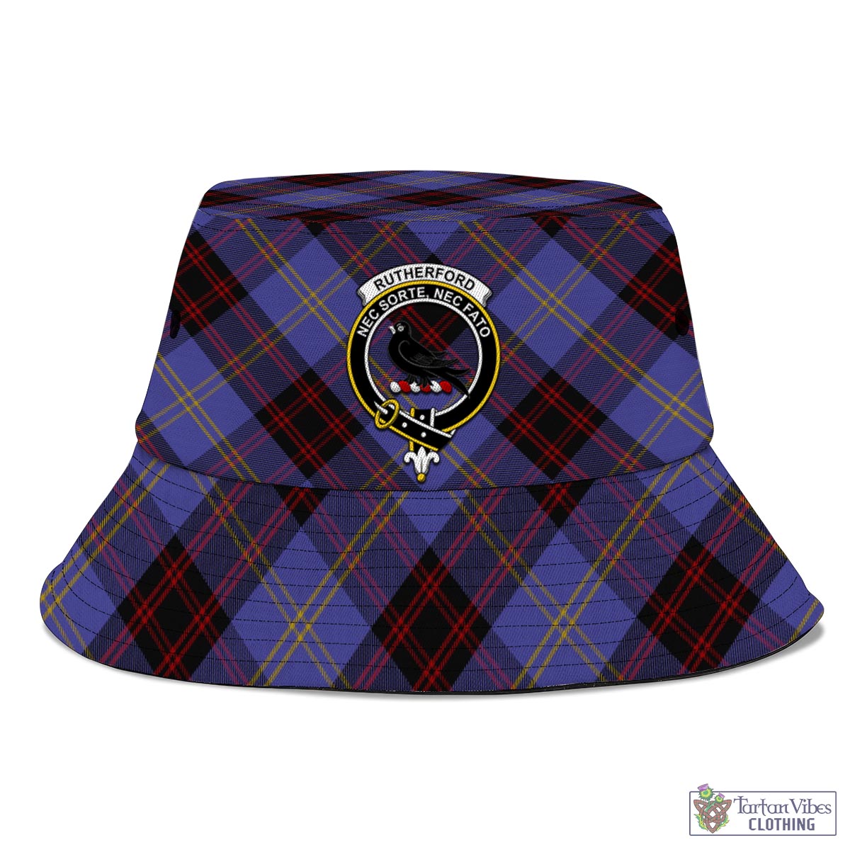 Tartan Vibes Clothing Rutherford Tartan Bucket Hat with Family Crest