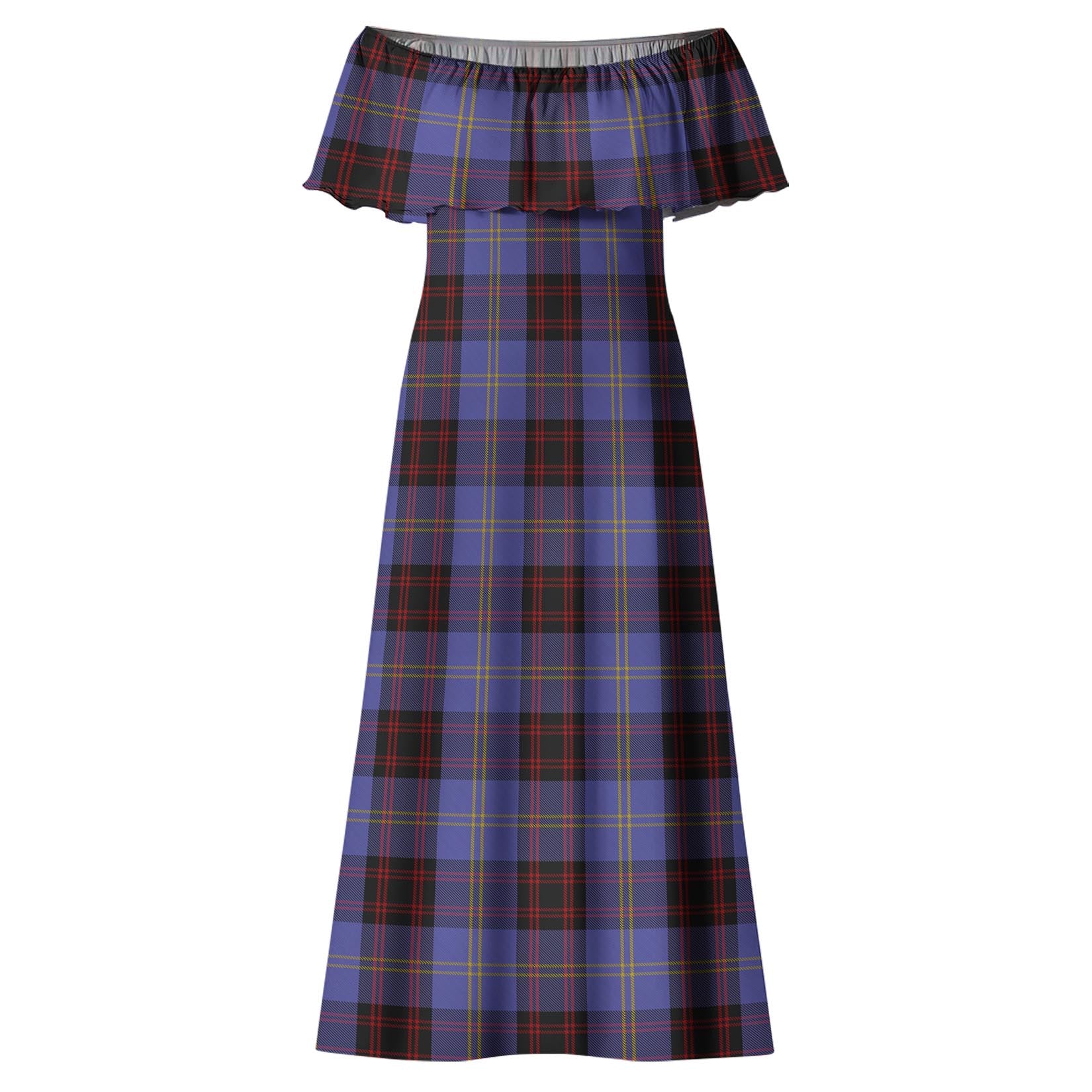 Rutherford Tartan Off Shoulder Long Dress - Tartanvibesclothing