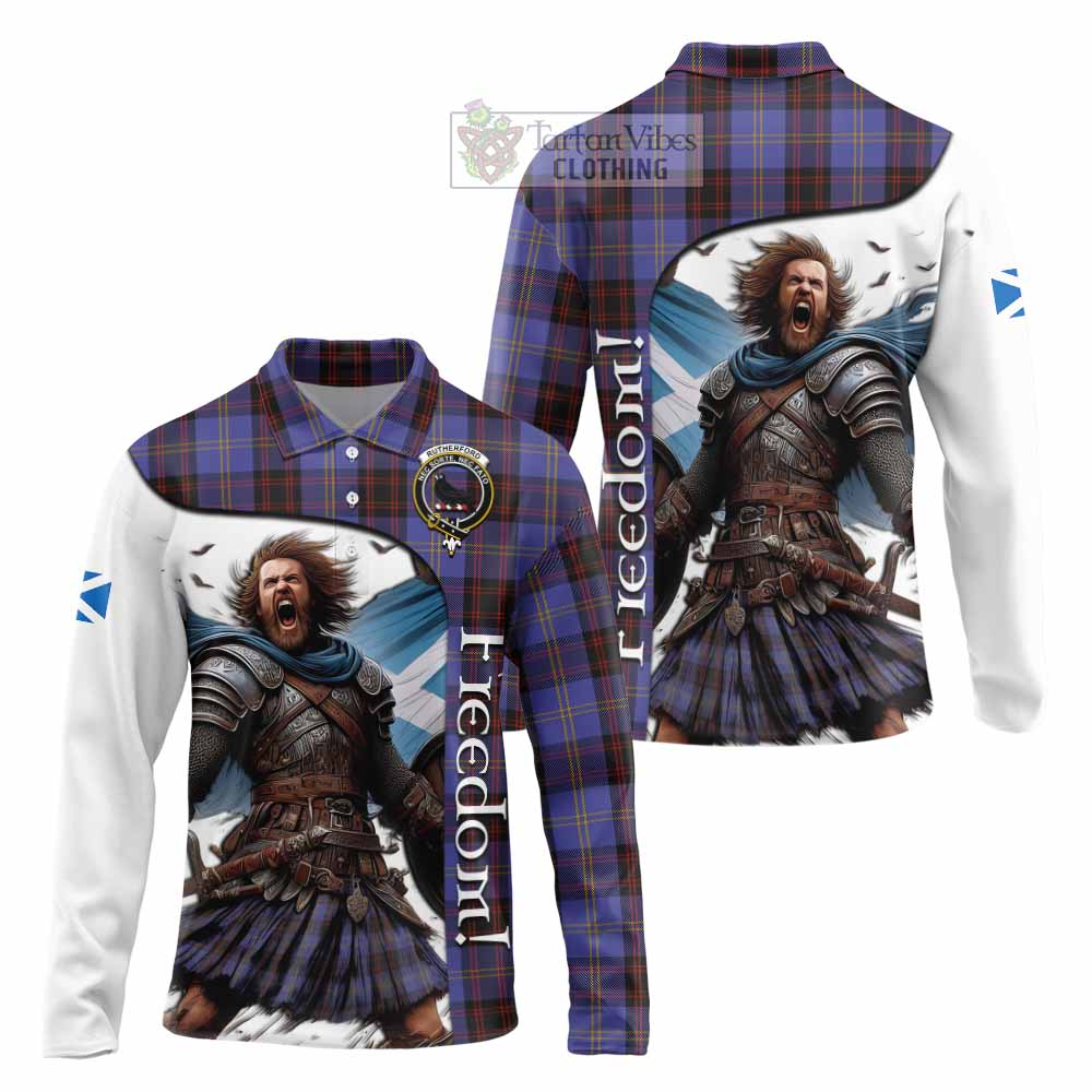 Tartan Vibes Clothing Rutherford Crest Tartan Long Sleeve Polo Shirt Inspired by the Freedom of Scottish Warrior