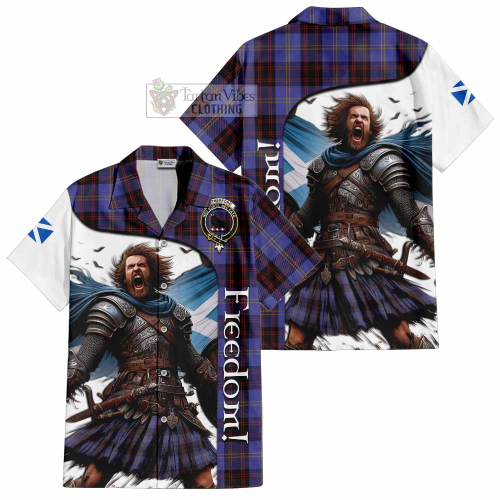 Tartan Vibes Clothing Rutherford Crest Tartan Short Sleeve Button Shirt Inspired by the Freedom of Scottish Warrior