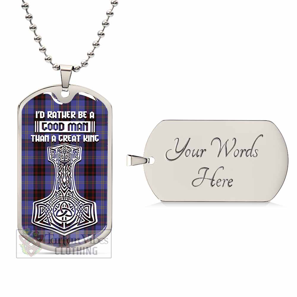 Tartan Vibes Clothing Rutherford Tartan Dog Tag Necklace Viking Mjolnir Style