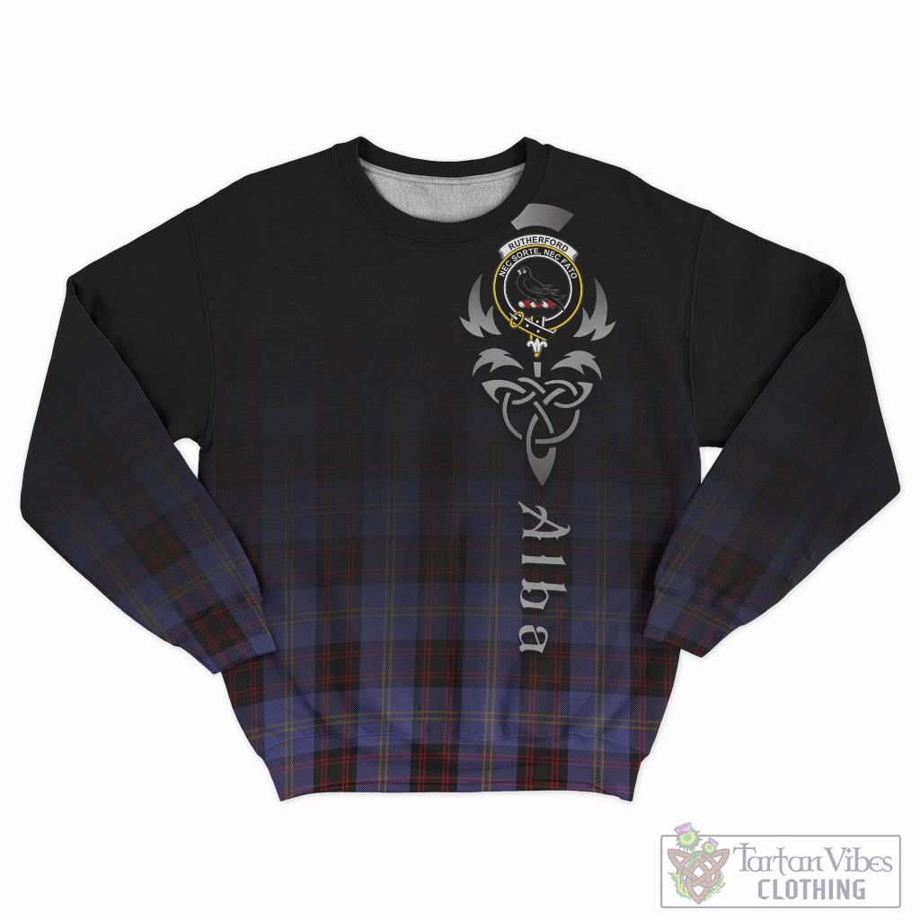 Tartan Vibes Clothing Rutherford Tartan Sweatshirt Featuring Alba Gu Brath Family Crest Celtic Inspired