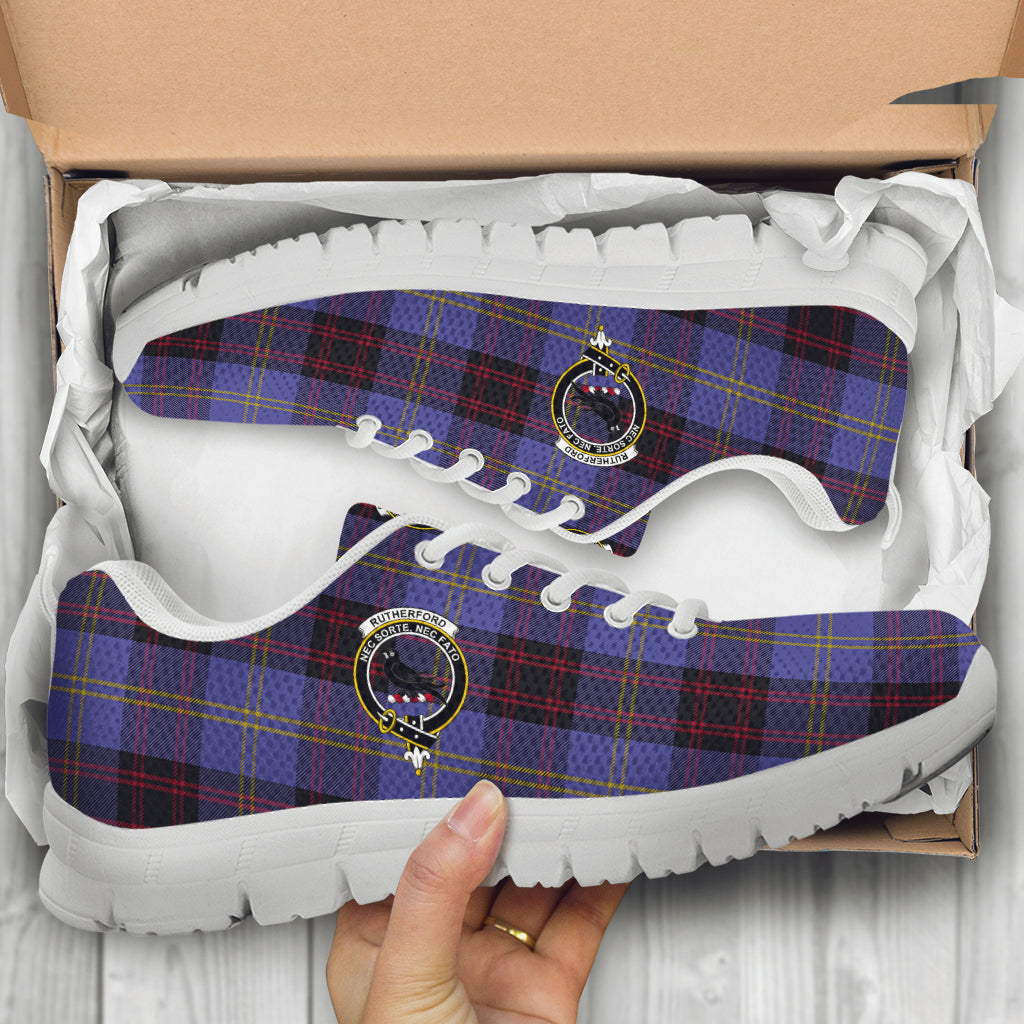 Rutherford Tartan Sneakers with Family Crest - Tartan Vibes Clothing