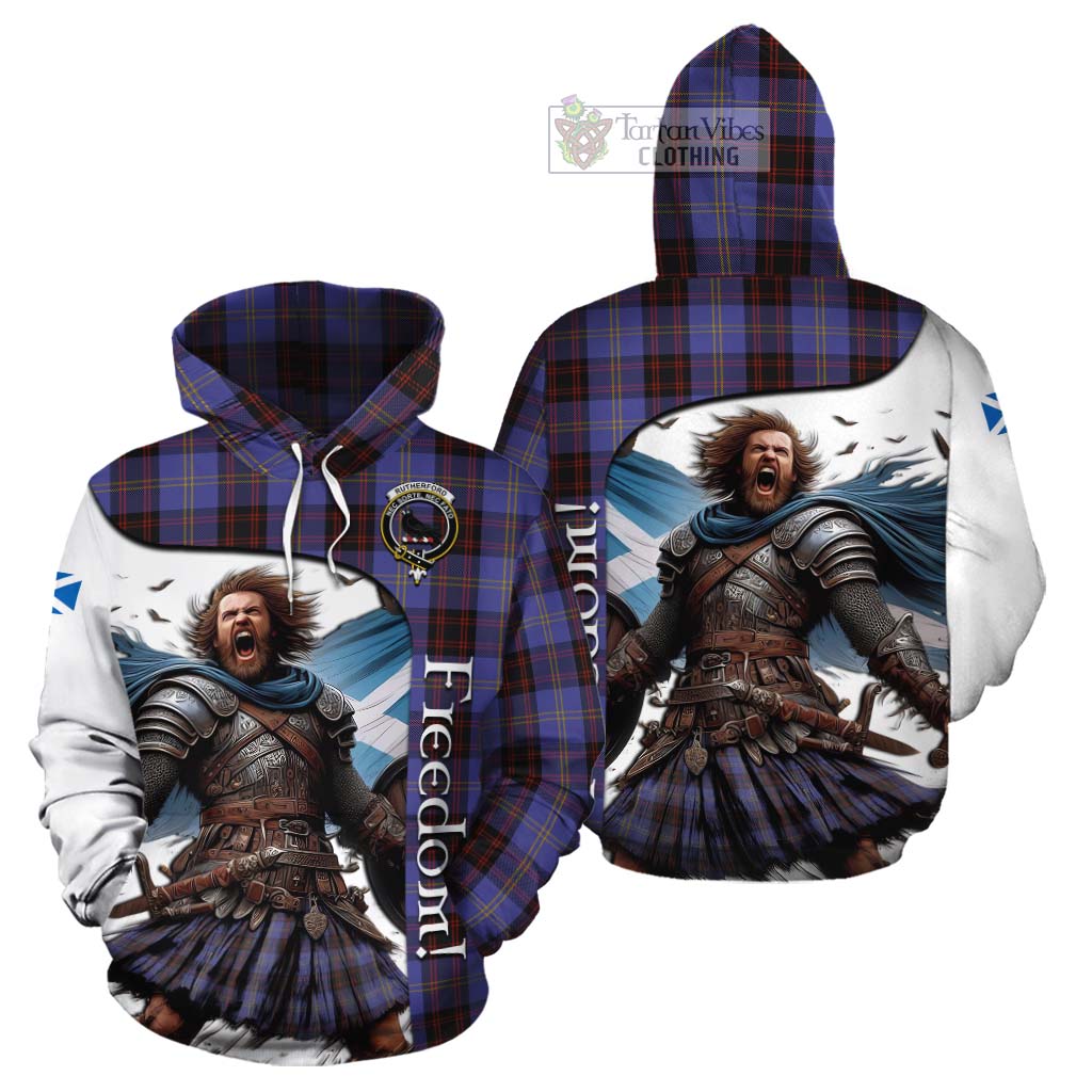 Tartan Vibes Clothing Rutherford Crest Tartan Cotton Hoodie Inspired by the Freedom of Scottish Warrior