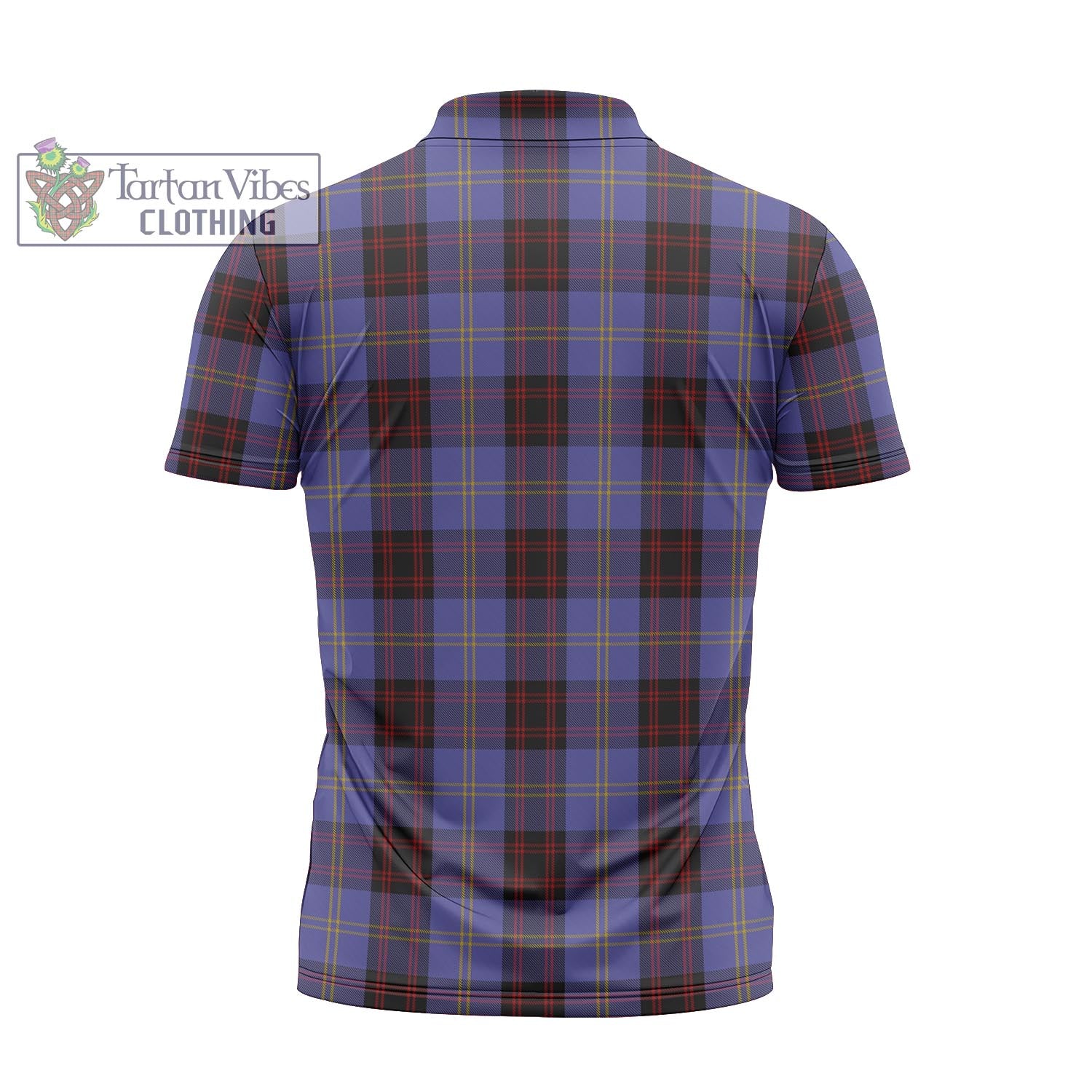 Tartan Vibes Clothing Rutherford Tartan Zipper Polo Shirt with Family Crest