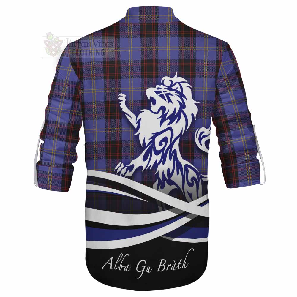 Tartan Vibes Clothing Rutherford Tartan Ghillie Kilt Shirt with Alba Gu Brath Regal Lion Emblem